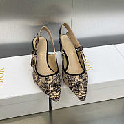 Dior Jadior Slingback Pumps Embroidered Jouy Print On Hazelnut Cotton - 6