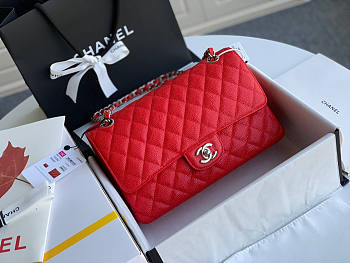 Chanel Flap Bag Caviar in Red 25cm with Silver Hardware 1112