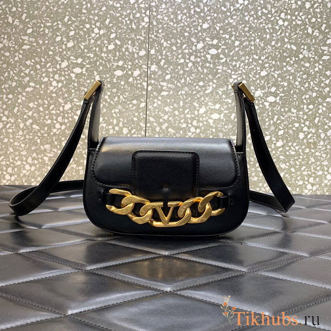 Valentino Vlogo Chain Small Calfskin Black Shoulder Bag 20x12x6cm - 1