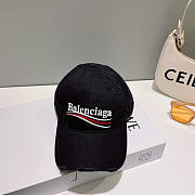 Balenciaga Black Political Campaign Distressed Cap - 1