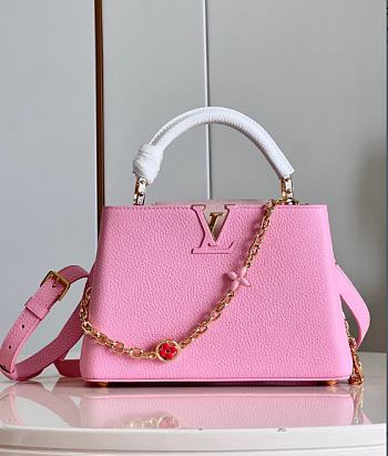 Louis Vuitton LV Capucines Pink White BB 27x18x9cm 