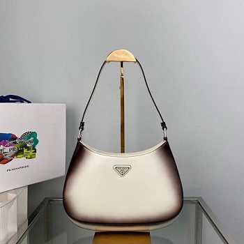 Prada Cleo Brushed Gradient Leather Shoulder Bag White 27x22x6cm