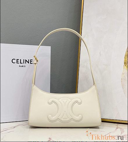 Celine Shoulder Bag Cuir Triomphe Smooth Calfskin White 24x13x5cm - 1