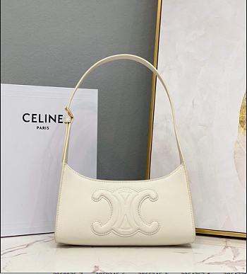 Celine Shoulder Bag Cuir Triomphe Smooth Calfskin White 24x13x5cm