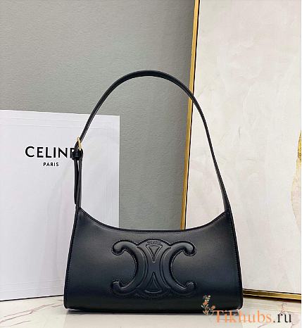 Celine Shoulder Bag Cuir Triomphe Smooth Calfskin Black 24x13x5cm - 1