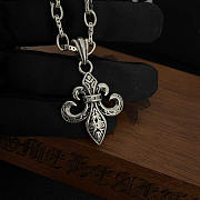 Chrome Heart Titanium Steel Crow Heart Cross Necklace - 5