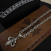 Chrome Heart Titanium Steel Crow Heart Cross Necklace - 2
