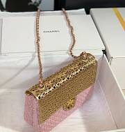 Chanel Mini Evening Bag Wool Tweed & Gold Pink 7x12x5cm - 4