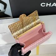 Chanel Mini Evening Bag Wool Tweed & Gold Pink 7x12x5cm - 3