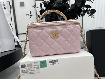 Chanel Vanity Top Handle Pink Caviar Gold 9.5x17x8cm
