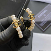 Chanel Hoop Earrings Metal And Imitation Pearls Gold And Pearl White - 4