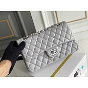 Chanel Flap Bag Lambskin Silver Grey 25cm - 5