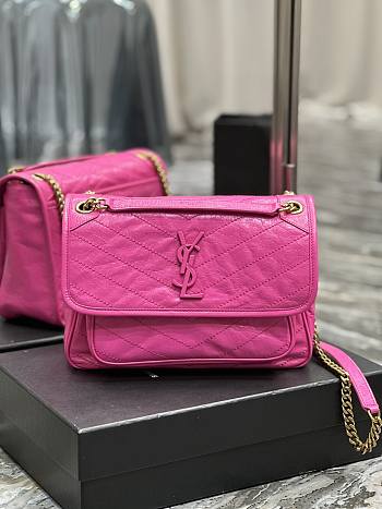 YSL Niki Medium Chain Bag Neon Pink 28x20x8.5cm