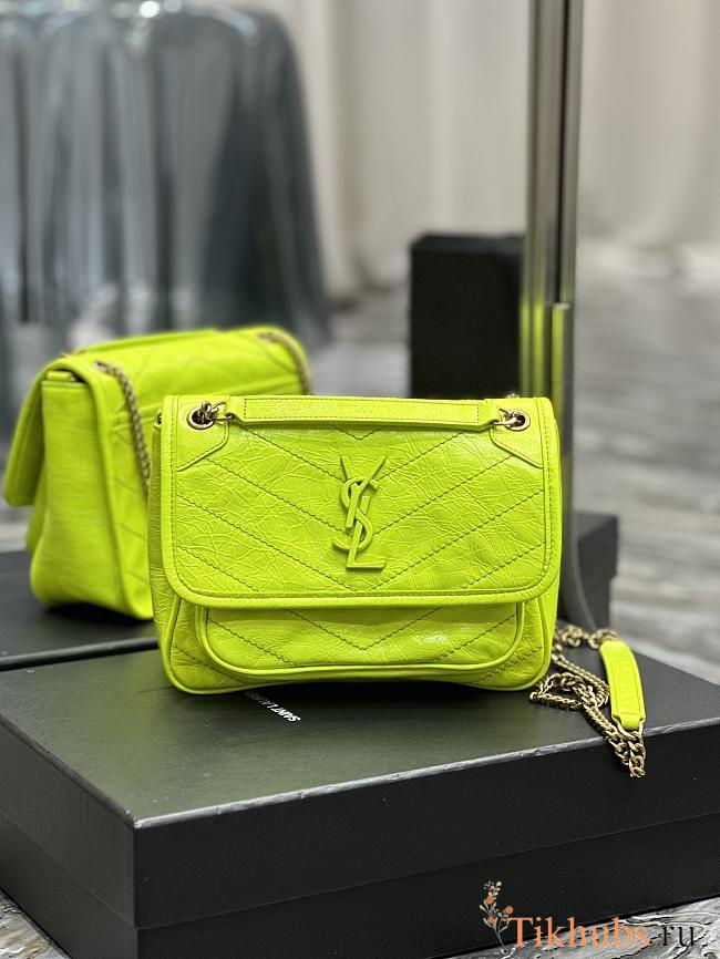 YSL Niki Baby Chain Bag Neon Green 22x16.5x12cm - 1