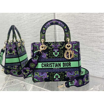 Dior Medium Lady D-Lite Bag Multicolor Indian Purple 24 x 20 x 11 cm