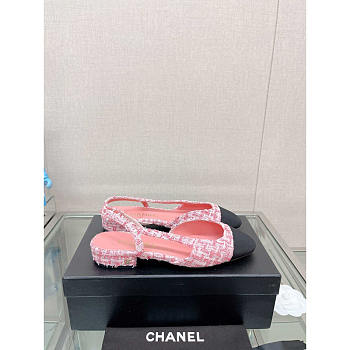 Chanel Slingback Tweed Sandal Pink
