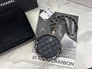 Chanel Small Round Bag Lambskin Black Gold 11× 11 × 4 cm - 1