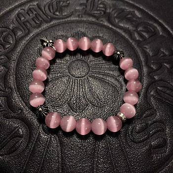 Chrome Heart Beads Pendant Bracelet Pink
