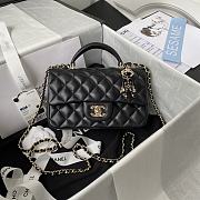 Chanel Top Handle Flap Bag Black Lambskin Gold 20cm - 1