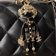 Chanel Top Handle Flap Bag Black Lambskin Gold 20cm - 5