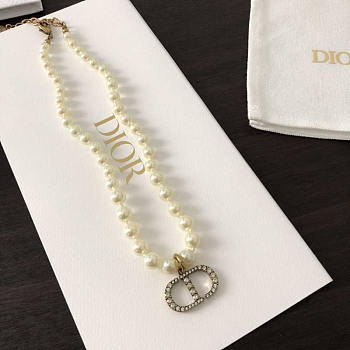 Dior Crystal CD Pearl Necklace