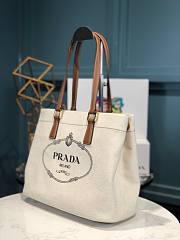 Prada Ensemble Canvas Tote White 33x24x13cm - 4