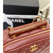Chanel Mini Bowling Bag Lambskin & Wenge Wood Burgundy 12.5x21x6cm - 2