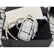 Chanel Mini Flap Bag Raffia Effect Tweed Gold White 17x13x6cm - 5
