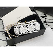 Chanel Mini Flap Bag Raffia Effect Tweed Gold White 17x13x6cm - 3