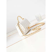 Chanel Small Flap Bag With Handle Lambskin Gold White 13x21x8cm - 5