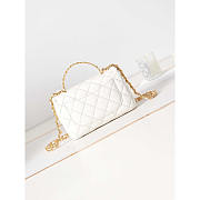 Chanel Small Flap Bag With Handle Lambskin Gold White 13x21x8cm - 3