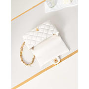 Chanel Small Flap Bag With Handle Lambskin Gold White 13x21x8cm - 4