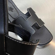 Hermes Oran Leather Sandal Black - 4