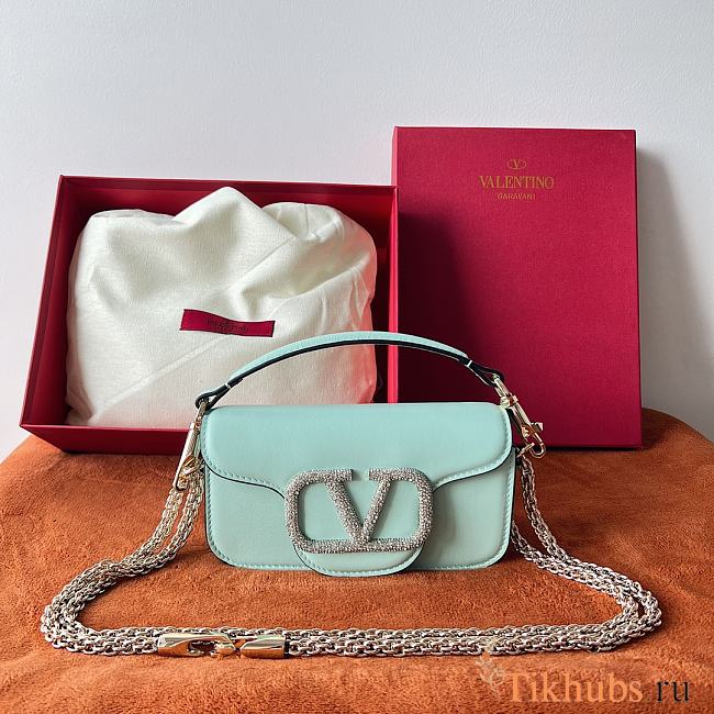 Valentino Loco Small Shoulder Bag With Jewel Logo Blue 20x11x5cm - 1