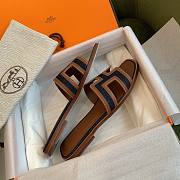 Hermes Oran Sandal Denim Brown - 2