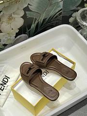 Fendi Signature Brown Leather Slides - 5