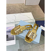 Prada Leather Studded Metallic Slides Gold - 2