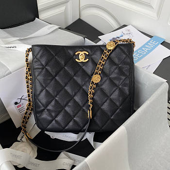 Chanel Hobo Black Caviar Gold Bag 24.5x21.5x8cm