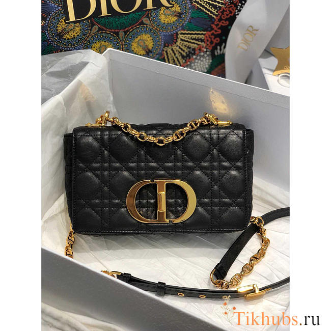 Dior Small Caro Bag Black Supple Cannage Calfskin 20 x 12 x 7 cm - 1