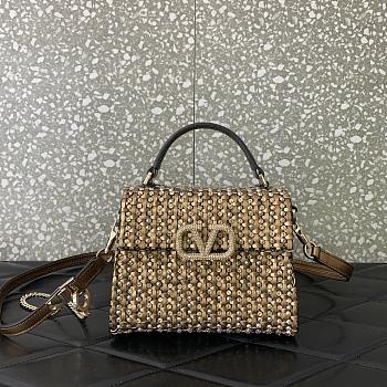 Valentino Mini Vsling Handbag Woven Metallic Nappa Leather 19x13x9cm