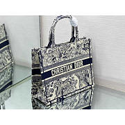 Dior Embroidered Medium Book Tote Blue Bags 36x27.5x16.5cm - 3