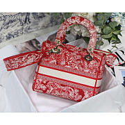 Dior Lady D-Lite Bag Toile de Jouy Reverse Embroidery in Red 24x20x11cm - 5
