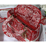 Dior Lady D-Lite Bag Toile de Jouy Reverse Embroidery in Red 24x20x11cm - 4