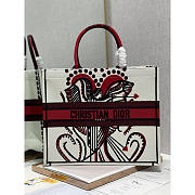 Dior Large Book Tote Graffiti Bag Red and White 41x32cm  - 1
