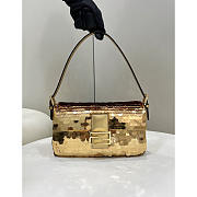 Fendi Baguette 1997 Leather And Sequinned Bag Gold 27x14x5cm - 1