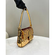 Fendi Baguette 1997 Leather And Sequinned Bag Gold 27x14x5cm - 5