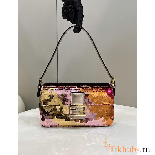 Fendi Baguette 1997 Leather And Sequinned Bag Muticolor 27x14x5cm - 1