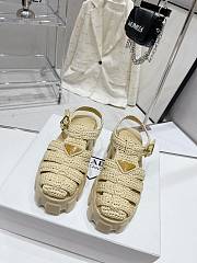 Prada Monolith Crochet Cage Sandals Natural - 1