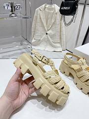 Prada Monolith Crochet Cage Sandals Natural - 4