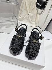 Prada Monolith Crochet Cage Sandals Black - 1